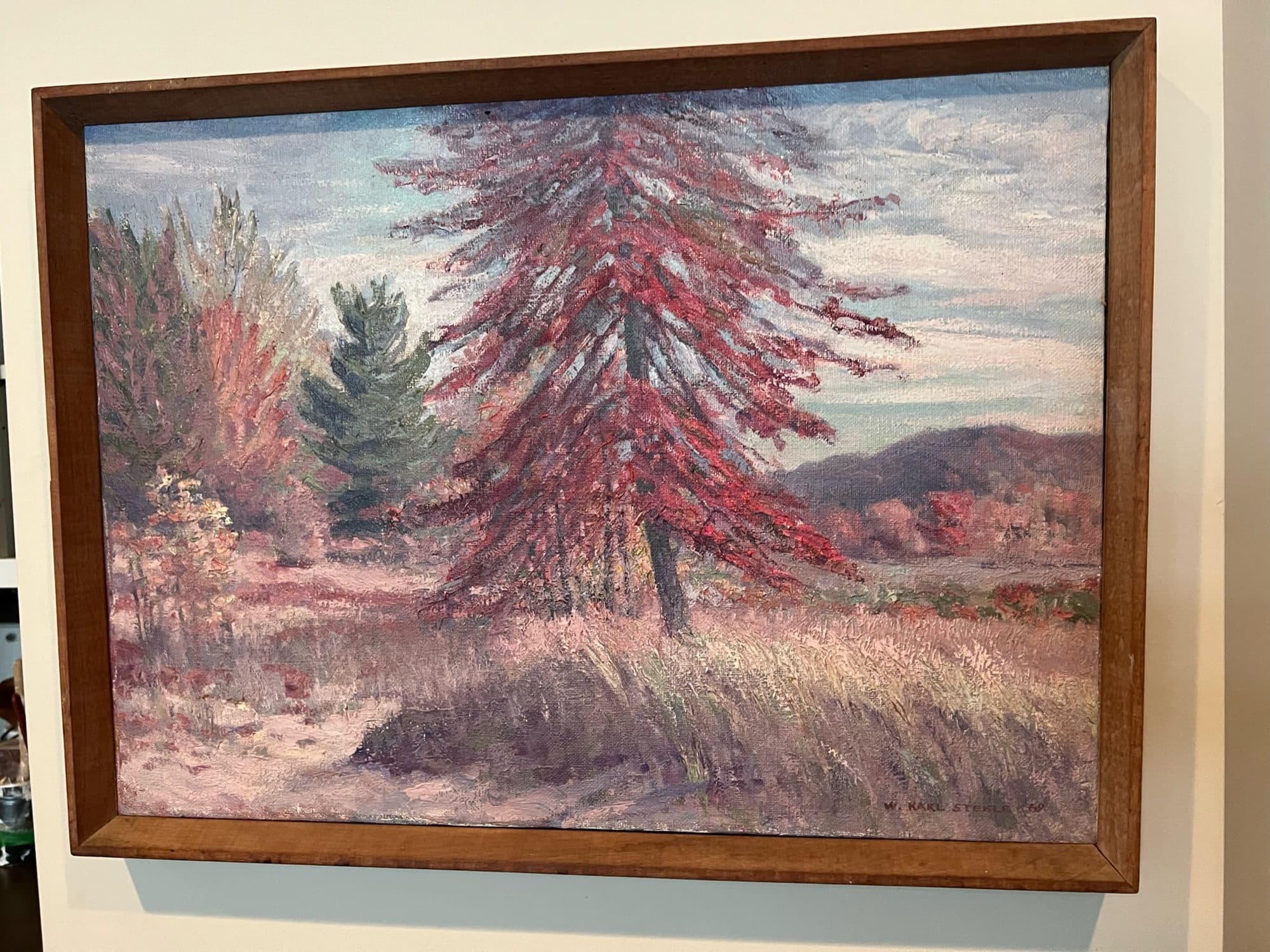Red-Leaved Pine In Autumn Landscape
